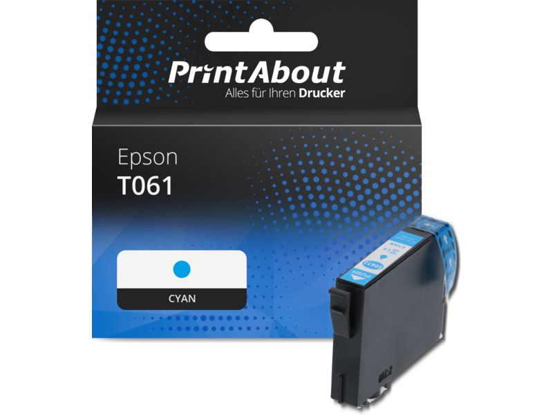 PrintAbout Druckerpatrone kompatibel mit Epson T061 (C13T061240) - Cyan Image