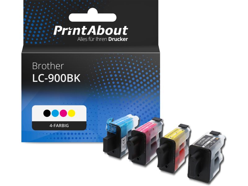 PrintAbout Druckerpatrone LC-900BK 4-farbig Multipack für Brother