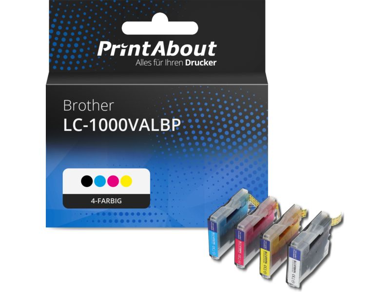 PrintAbout Druckerpatrone LC-1000VALBP 4-farbig Multipack für Brother