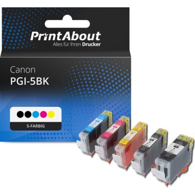 Druckerpatrone kompatibel mit Canon PGI-5BK - 5-farbig - Multipack