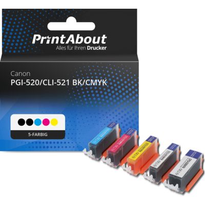 Druckerpatrone kompatibel mit Canon PGI-520/CLI-521 BK/CMYK - 5-farbig - Multipack
