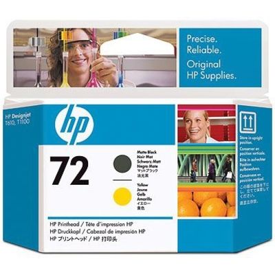 HP 72 (C9384A) - Mattschwarz + Gelb - Druckkopf