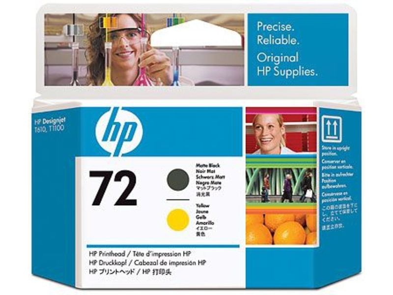 HP 72 (C9384A) - Mattschwarz + Gelb - Druckkopf