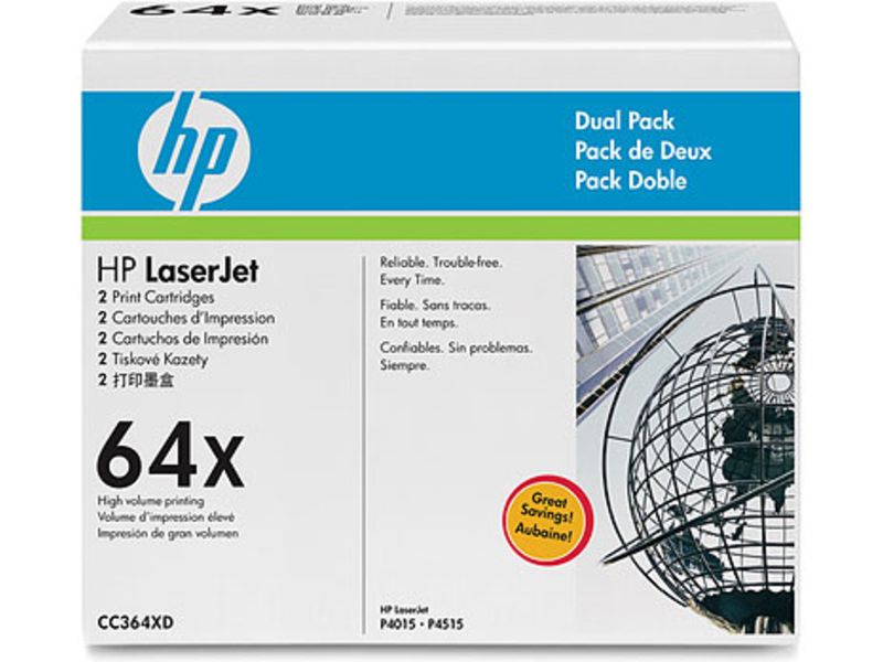 HP 64X (CC364XD) Toner - 2x Schwarz Hohe Kapazität - Multipack