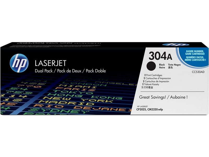 HP 304A (CC530AD) Toner - 2x Schwarz - Multipack