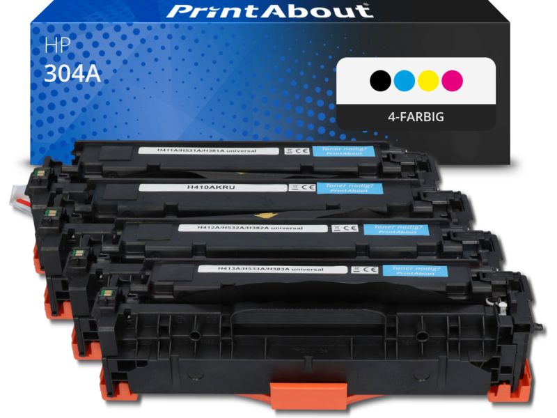 PrintAbout Toner 304A (CC530A) 4-farbig Multipack für HP