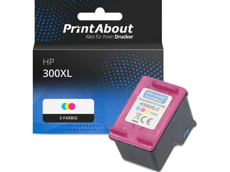 PrintAbout Druckerpatrone 300XL (CC644EE) 3-farbig Hohe Kapazität für HP