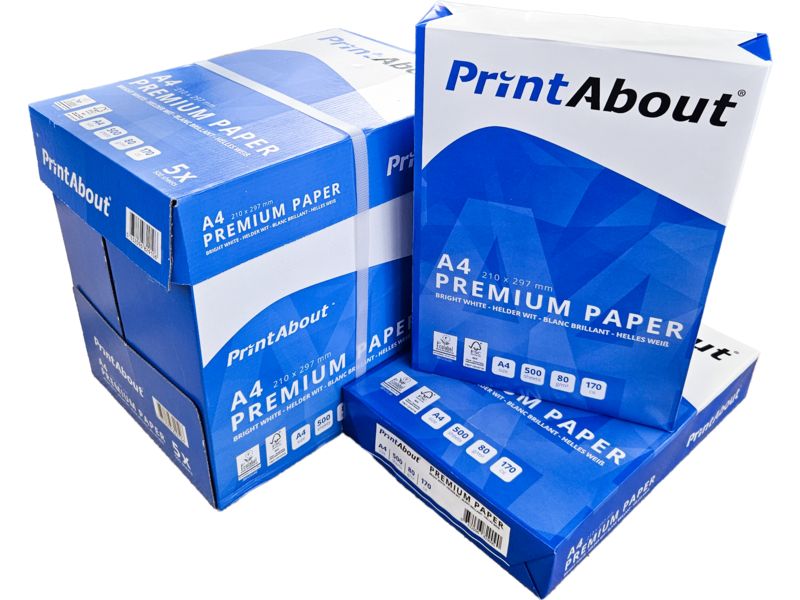 PrintAbout Premium A4-Papier 1 Box (5x 500 Blatt)