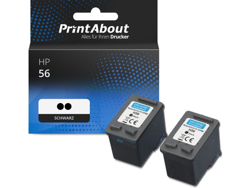 PrintAbout Druckerpatrone 56 (C6656AE) Schwarz Multipack für HP