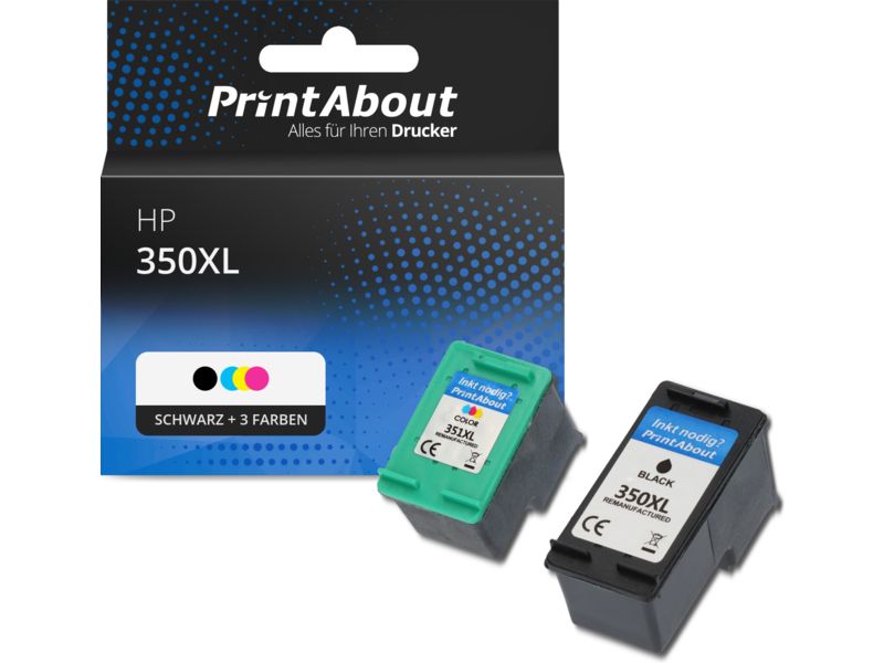 PrintAbout Druckerpatrone 350XL (SD412EE) Schwarz + 3 Farben Multipack Hohe Kapazität für HP