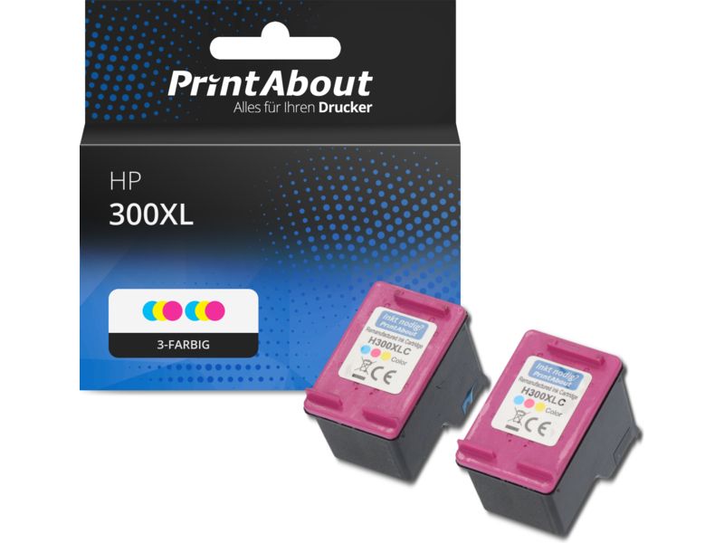 PrintAbout Druckerpatrone 300XL (CC644EE) 3-farbig Multipack Hohe Kapazität für HP