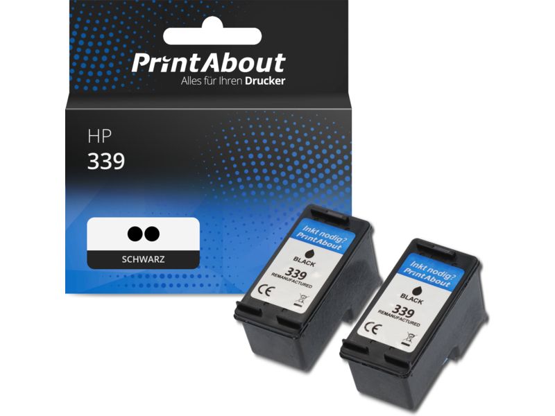 PrintAbout Druckerpatrone 339 (C8767EE) Schwarz Multipack 2er-Packung für HP
