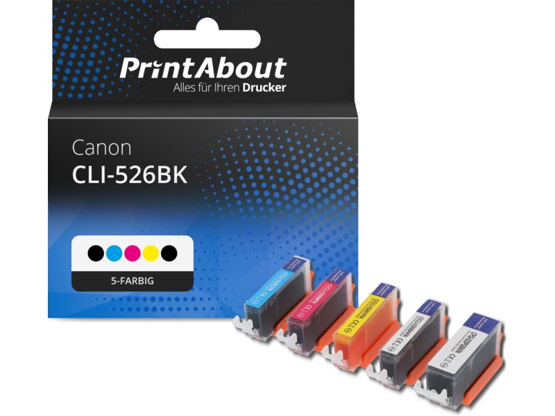 PrintAbout Druckerpatrone CLI-526BK 5-farbig Multipack für Canon