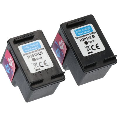 Druckerpatrone kompatibel mit HP 301XL (D8J45AE) - 2x Schwarz - Hoher Kapazität - Multipack