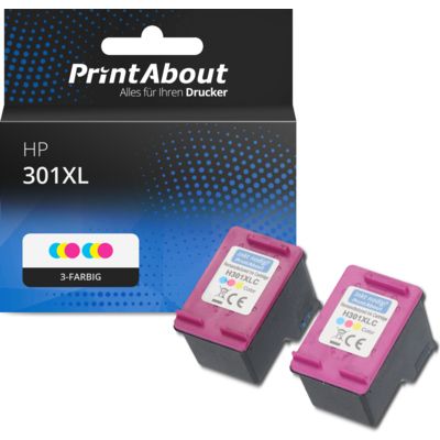 Druckerpatrone kompatibel mit HP 301XL (D8J46AE) 3 Farben Multipack 2 Stück mit hoher Kapazität