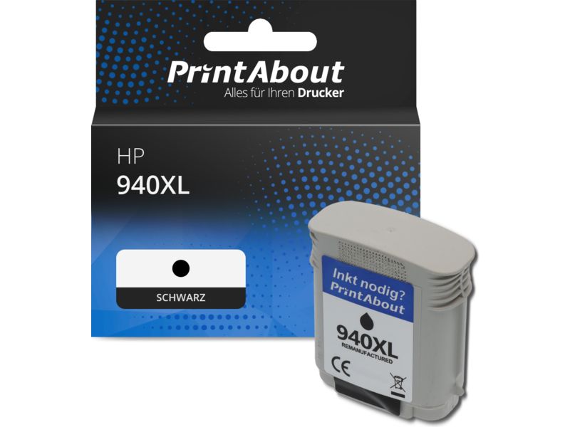 PrintAbout Druckerpatrone 940XL (C4906AE) Schwarz Hohe Kapazität für HP