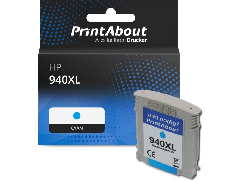 PrintAbout Druckerpatrone 940XL (C4907AE) Cyan Hohe Kapazität für HP