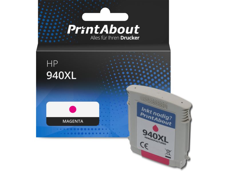 PrintAbout Druckerpatrone 940XL (C4908AE) Magenta Hohe Kapazität für HP