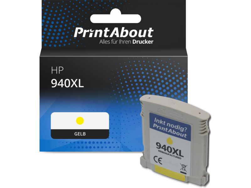 PrintAbout Druckerpatrone 940XL (C4909AE) Gelb Hohe Kapazität für HP