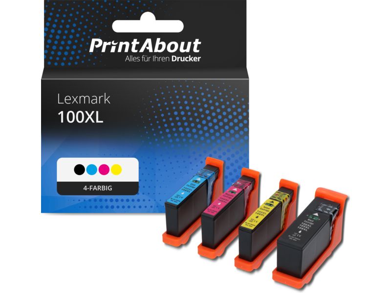 PrintAbout Druckerpatrone 100XL (14N1068E) 4-farbig Multipack Hohe Kapazität für Lexmark