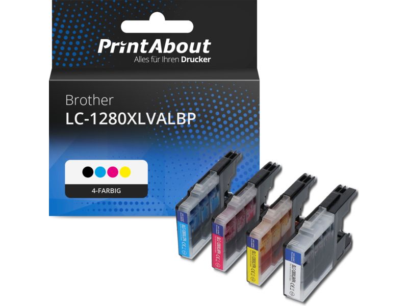 PrintAbout Druckerpatrone LC-1280XLVALBP 4-farbig Multipack Hohe Kapazität für Brother