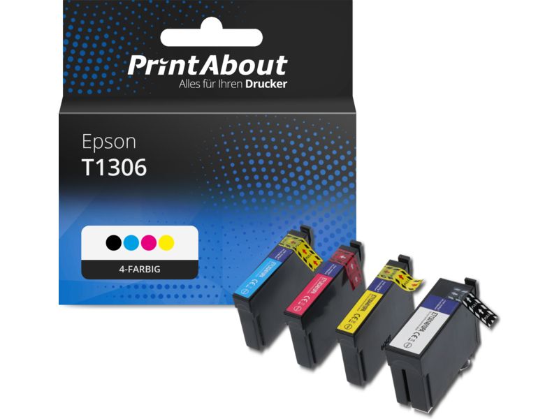 PrintAbout Druckerpatrone T1306 4-farbig Multipack Hohe Kapazität für Epson