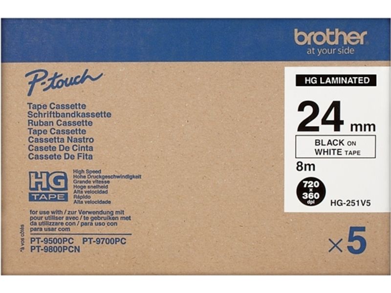 Brother HG-251v5 - (24 mm x 24 mm) - Schwarz auf weiß - Tape