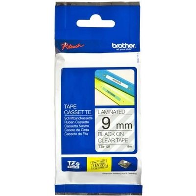 Brother TZe-121 - (9 mm) - Schwarz auf transparent - Tape