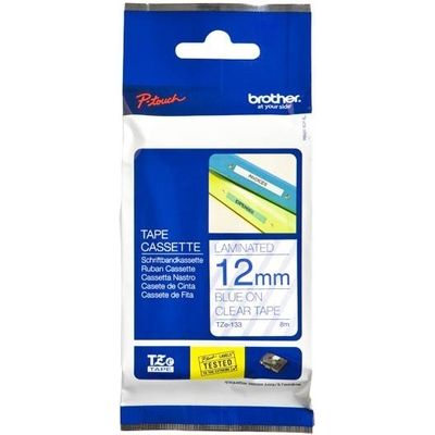 Brother TZe-133 - (12 mm) - Blau auf transparent - Tape