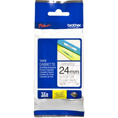 Brother TZe-151 - (24 mm x 24 mm) - Schwarz auf transparent - Tape