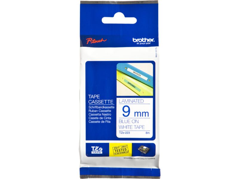 Brother TZe-223 - (9 mm) - Blau auf weiß - Tape Image