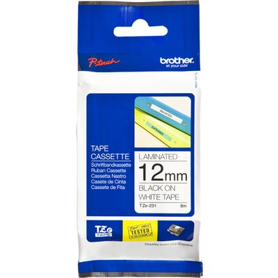 Brother TZe-231 - (12 mm) - Schwarz auf weiß - Tape