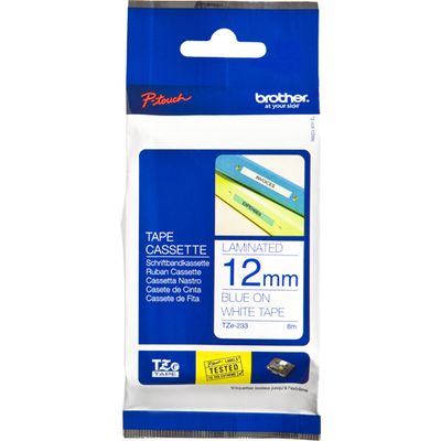 Brother TZe-233 - (12 mm) - Blau auf weiß - Tape