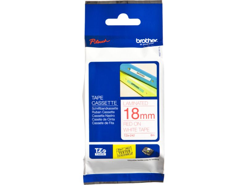 Brother TZe-242 - (18 mm) - Rot auf weiß - Tape Image