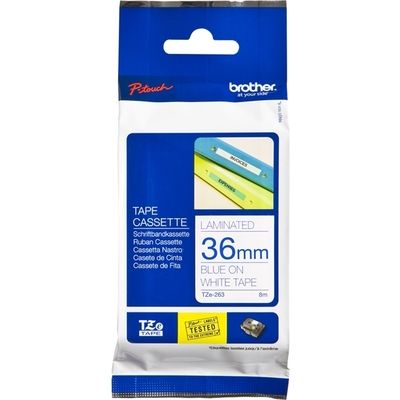 Brother TZe-263 - (36 mm) - Blau auf weiß - Tape
