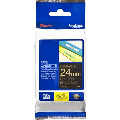 Brother TZe-354 - (24 mm x 24 mm) - Gold auf schwarz - Tape