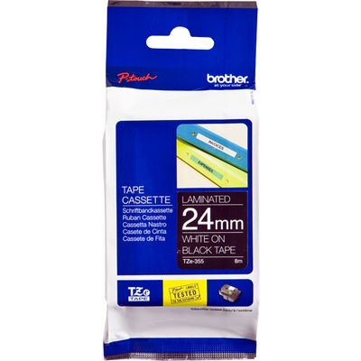 Brother TZe-355 - (24 mm x 24 mm) - Weiß auf schwarz - Tape