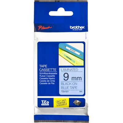 Brother TZe-521 - (9 mm) - Schwarz auf blau - Tape