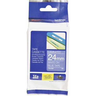 Brother TZe-555 - (24 mm x 24 mm) - Weiß auf blau - Tape