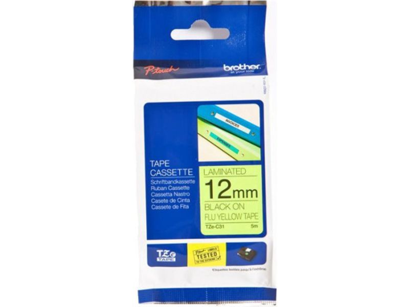 Brother TZe-C31 - (12 mm) - Schwarz auf gelb - Tape Image