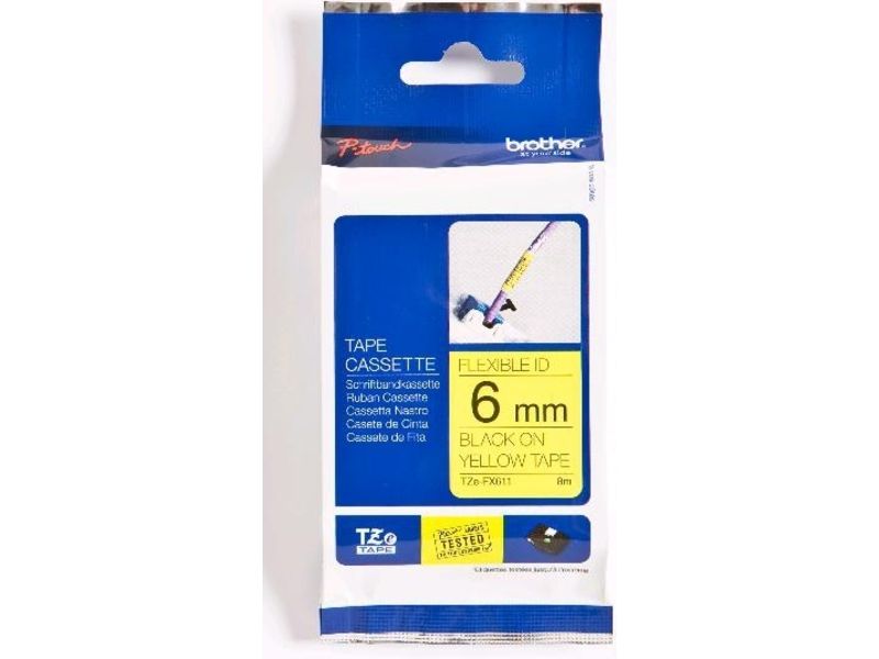 Brother TZe-FX611 - (6 mm) - Schwarz auf gelb - Tape