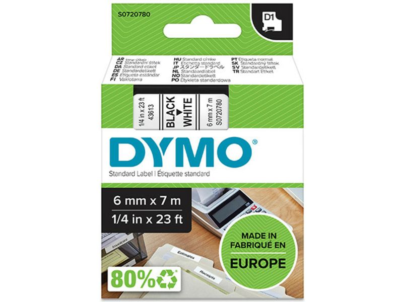 Dymo 43613 (S0720780) - (6 mm) - Schwarz auf weiß - Tape