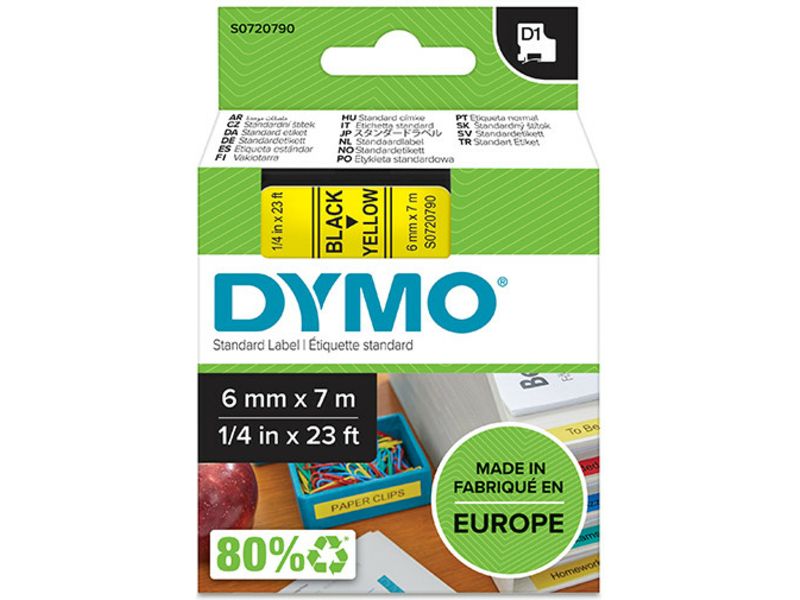 Dymo 43618 (S0720790) - (6 mm) - Schwarz auf gelb - Tape