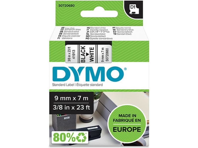 Dymo 40913 (S0720680) - (9 mm) - Schwarz auf weiß - Tape