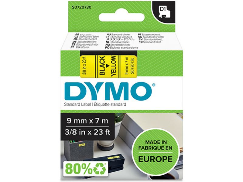 Dymo 40918 (S0720730) - (9 mm) - Schwarz auf gelb - Tape