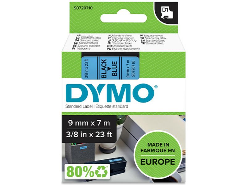 Dymo 40916 (S0720710) - (9 mm) - Schwarz auf blau - Tape