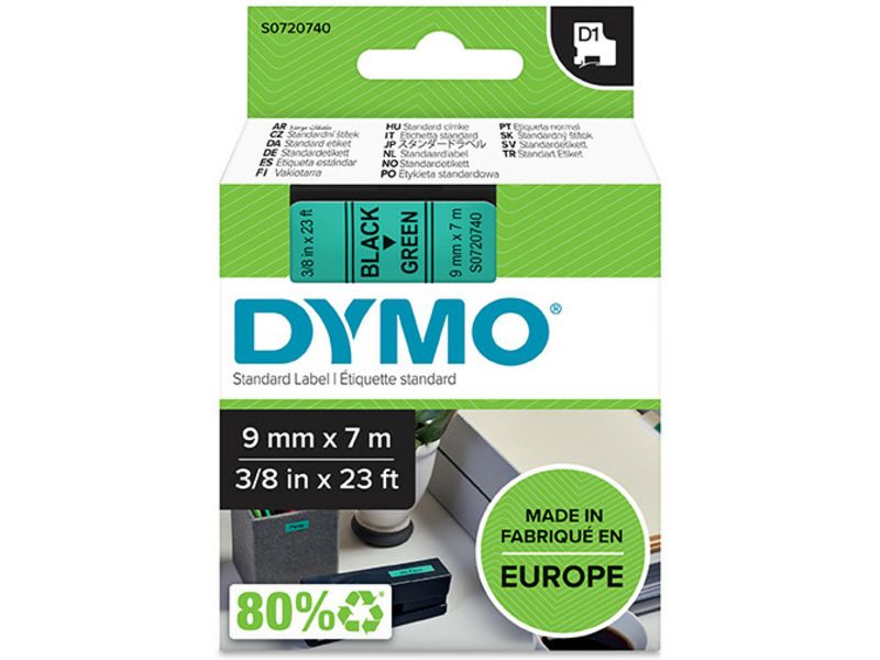 Dymo 40919 (S0720740) - (9 mm) - Schwarz auf grün - Tape