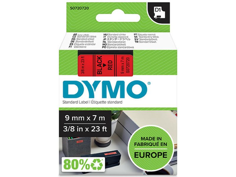Dymo 40917 (S0720720) - (9 mm) - Schwarz auf rot - Tape