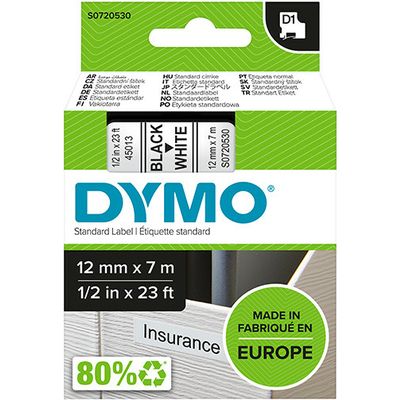Dymo 45013 (S0720530) - (12 mm) - Schwarz auf weiß - Tape