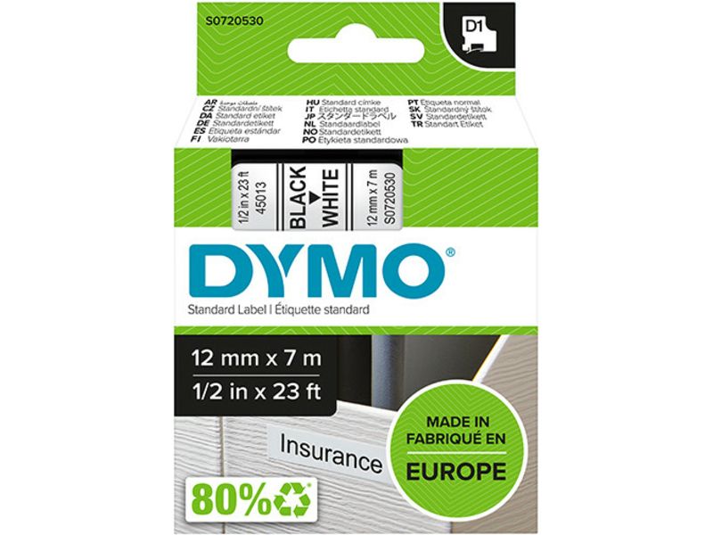 Dymo 45013 (S0720530) - (12 mm) - Schwarz auf weiß - Tape